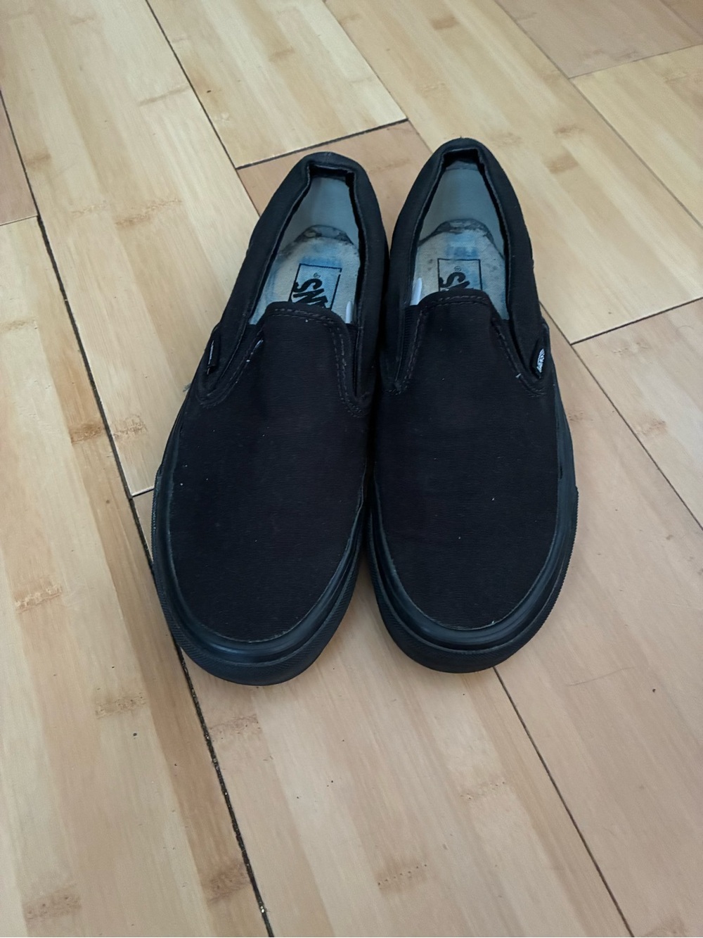 Vans Black Classic Slip-On Canvas Loafers - Picture 1 of 3